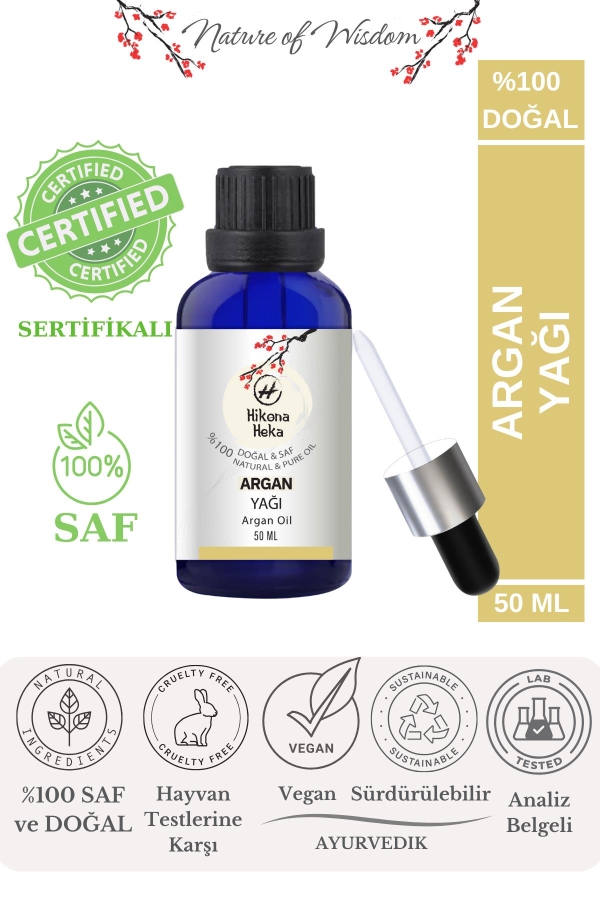 %100 Doğal Argan Yağı (Argan Oil) - 50 ml - Hikona Heka