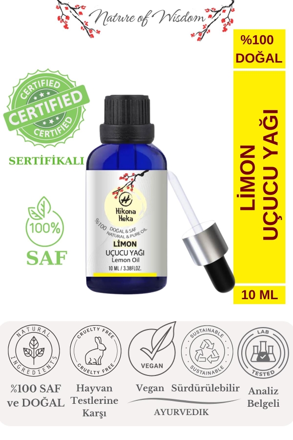 %100 Doğal Limon Uçucu Yağı (Lemon Oil) Sertifikalı -10 ml - Hikona Heka