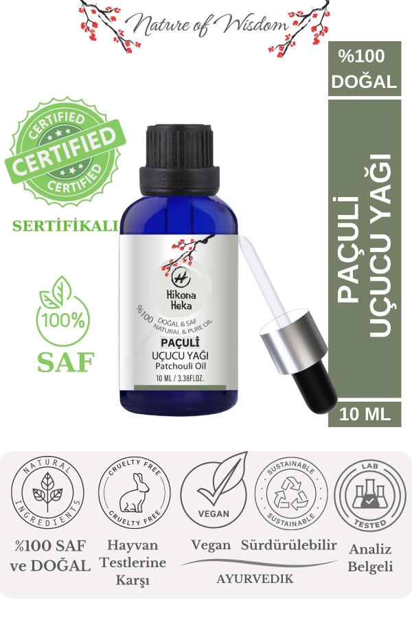 %100 Doğal Paçuli Uçucu Yağı (Patchouli Oil) Sertifikalı -10 ml - Hikona Heka