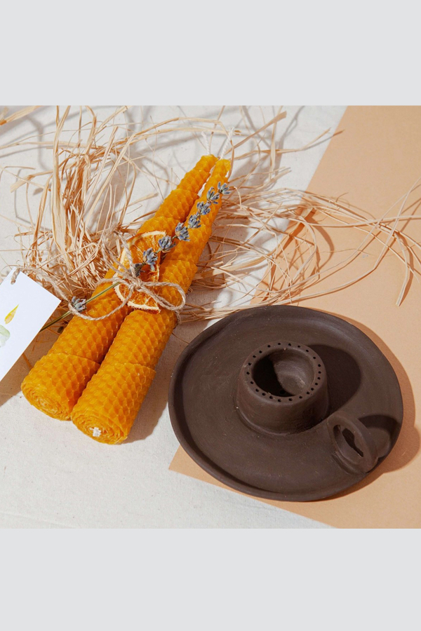 2'li Doğal Balmumu Diagonal Mum - Root Aromaterapi