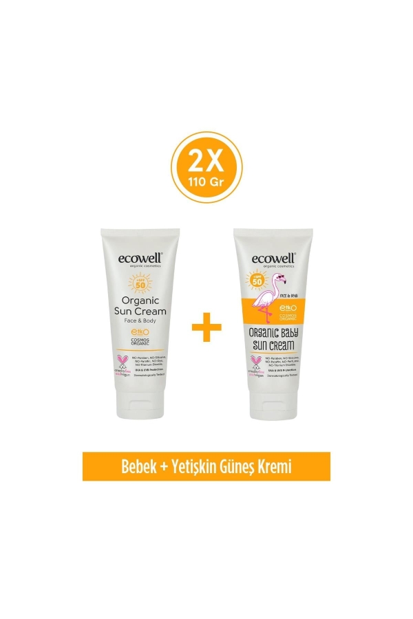 2'li Organik Güneş Kremi Seti 50 Spf (Bebek + Yetişkin) - Ecowell