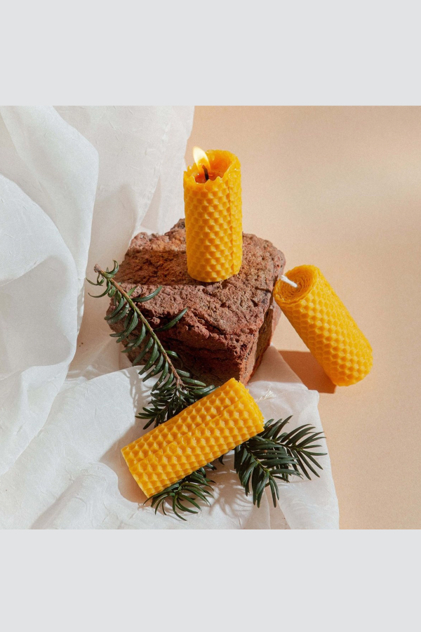 3'lü Doğal Balmumu Küçük Boy Mum - Root Aromaterapi