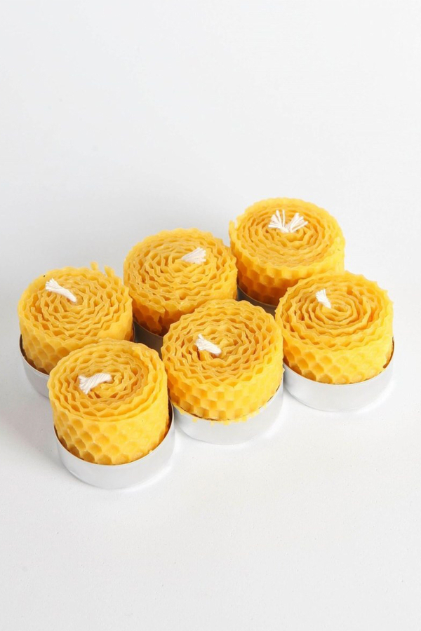 6'lı Doğal Balmumu Mum Tealight Seti - Root Aromaterapi