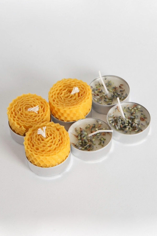 6'lı Doğal Balmumu Mum ve Soya Mumu Tealight Seti - Root Aromaterapi