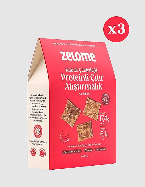 Acı Biberli Protes Atıştırmalık 80 g x 3 (3'lü Paket) - Zelome