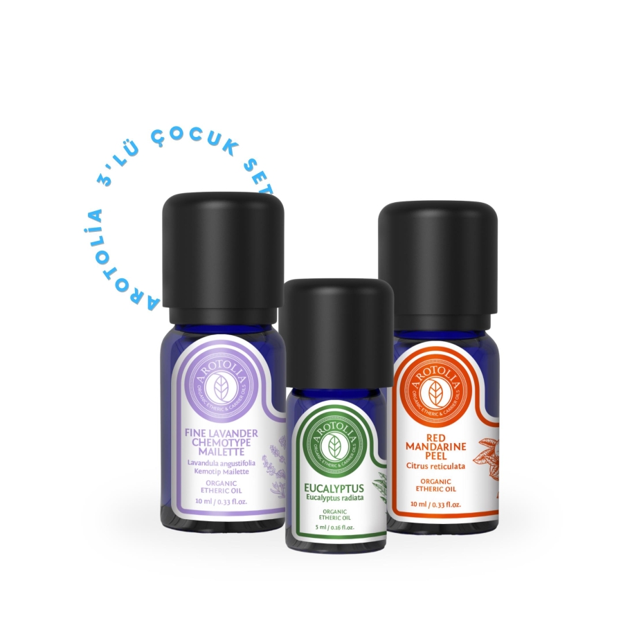 Arotolia 3'lü Çocuk Seti (Okaliptus Radiata & Kırmızı Mandalin & Lavanta Mailette) - Arotolia