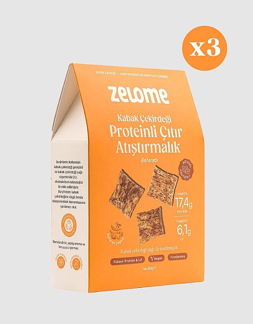 Baharatlı Proteinli Çıtır Atıştırmalık 80 g x 3 (3'lü Paket) - Zelome