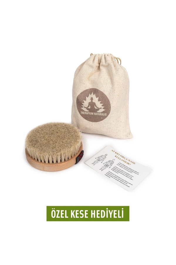 Doğal At Kılı Fırçası Yuvarlak Beyaz (Kuru Fırçalama) - Therapium Naturalis