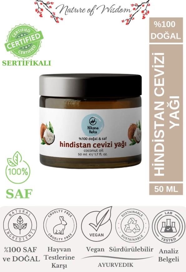 Hikona Heka Katı Hindistan Cevizi Yağı Soğuk Sıkım %100 Saf Ve Doğal Vegan Kavanoz 50 ml - Hikona Heka