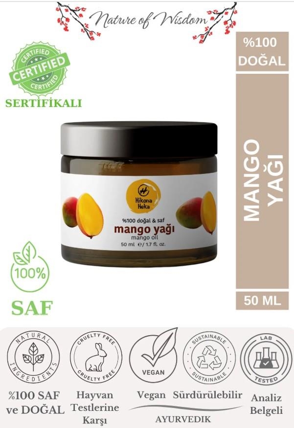 Hikona Heka Katı Mango Yağı Soğuk Sıkım %100 Saf Ve Doğal Vegan Kavanoz 50 ml - Hikona Heka