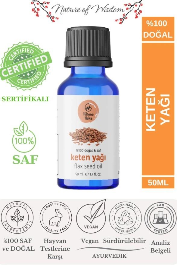Hikona Heka Keten Yağı %100 Saf Ve Doğal Soğuk Sıkım 50 ml - Hikona Heka