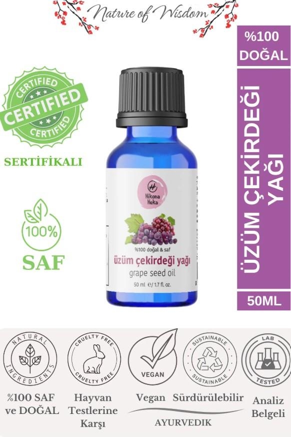 Hikona Heka Üzüm Çekirdeği Yağı %100 Saf Ve Doğal Soğuk Sıkım 50 ml - Hikona Heka