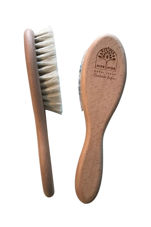 Doğal Keçi Kılı Bebek Saç Fırçası - Nine And Mine Doğal Yaşam