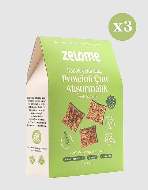 Kekik Ekstraktlı Proteinli Çıtır Atıştırmalık 80 g x 3 (3'lü Paket) - Zelome