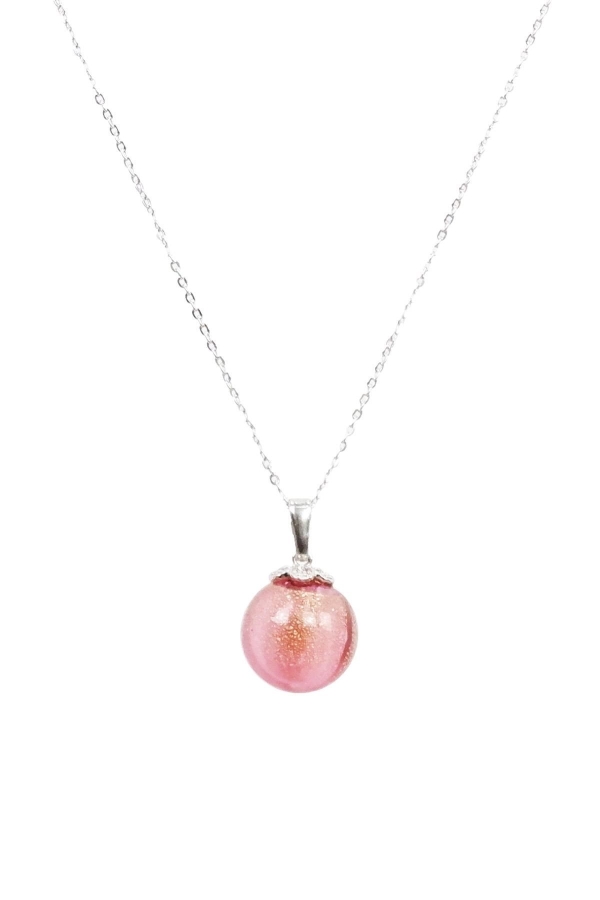 Kokulu Cam Top Kolye Koyu Pembe - Therapium Naturalis