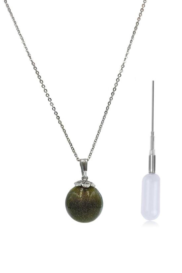 Kokulu Cam Top Kolye Haki Yeşil - Therapium Naturalis