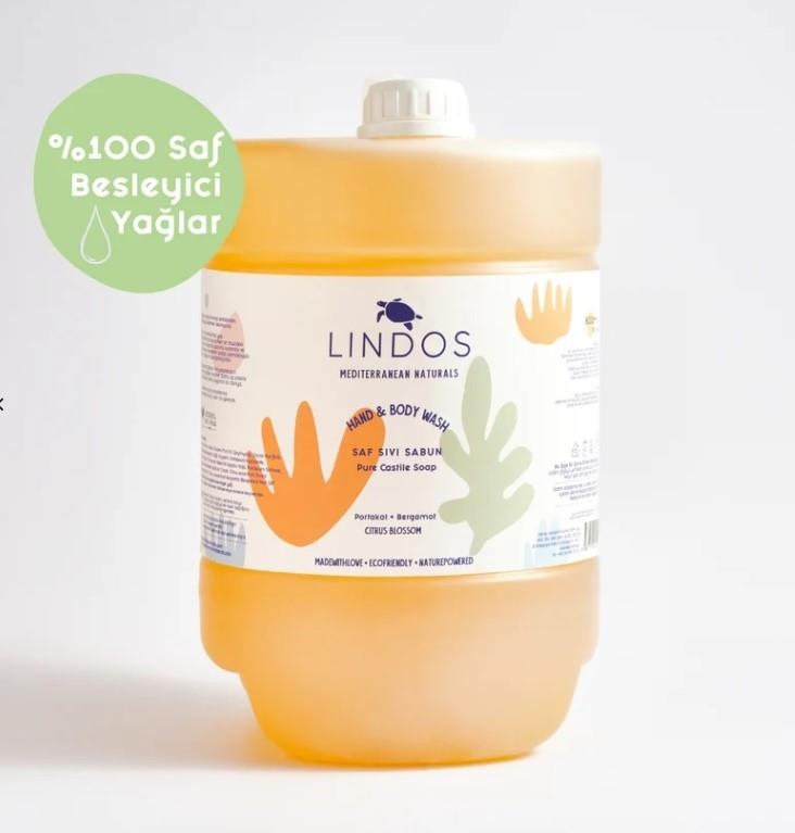 Lindos - Saf Sıvı Kastil Sabun - Portakal & Bergamot - 5LT - Lindos