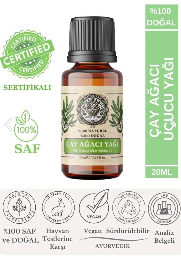 Mesir Efendi Çay Ağacı Uçucu Yağı (TEA TREE ESSENTİAL OİL) %100 Saf Ve Doğal 20 ml - Hikona Heka