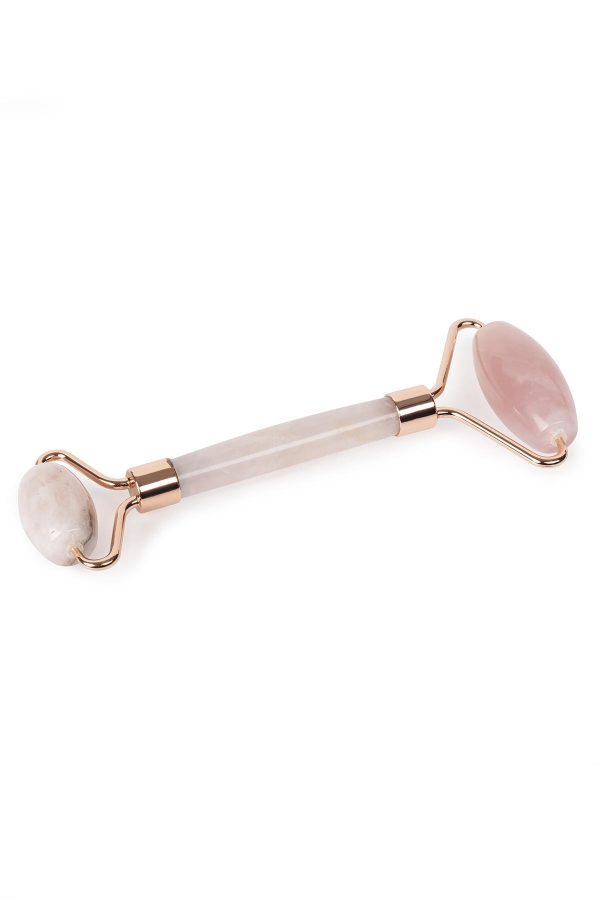 Doğal Taş Pembe Kuvars Taşı Roller Çift Taraflı Yüz Masaj Aleti - Therapium Naturalis