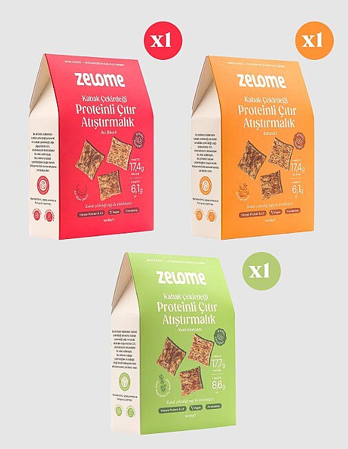 Proteinli Çıtır Atıştırmalık Deneme Paketi 80 g x 3 (3'lü Paket) - Zelome
