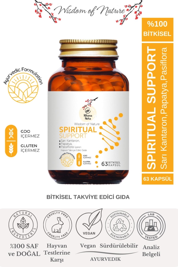 SPIRITUAL SUPPORT Sarı Kantaron,Pasiflora,Papatya İçeren Takviye Edici Gıda 63 Bitkisel Tablet - Hikona Heka